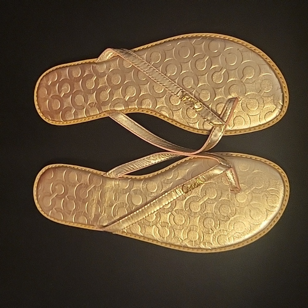 Coach Gold Signature Flip Flop